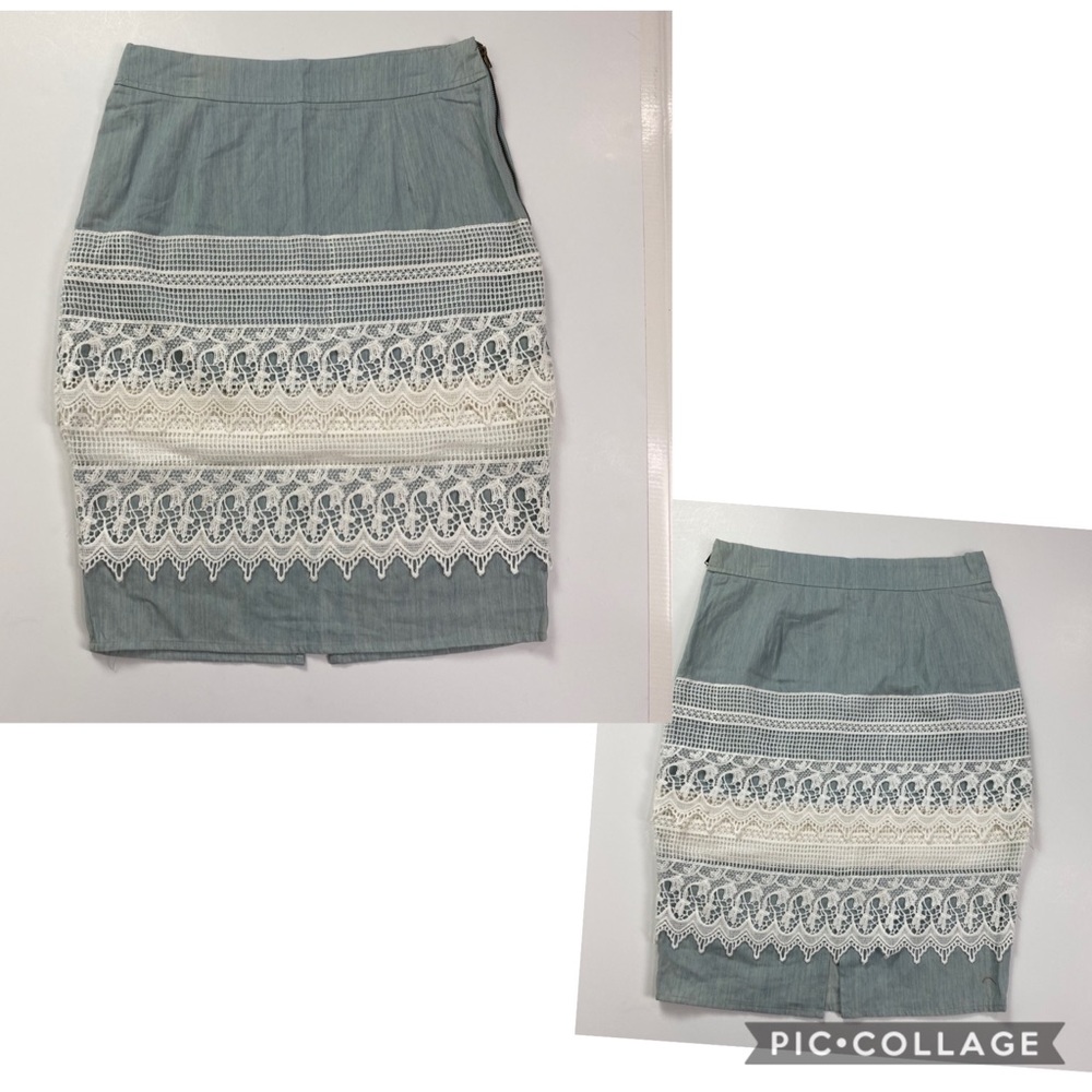 NWOT Small blue and lace skirt by Hommage